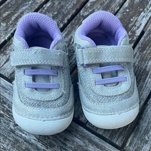 Stride rite Sparkly Silver and Purple Kids Shoes